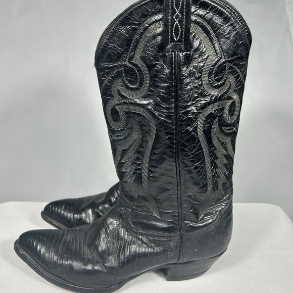 Authentic Tony Lama Men's Black Teju Lizard Western Boots 🤠 - Picture 5 of 8